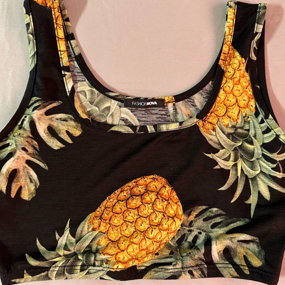 Fashion Nova Pineapple Cropped Tank Top